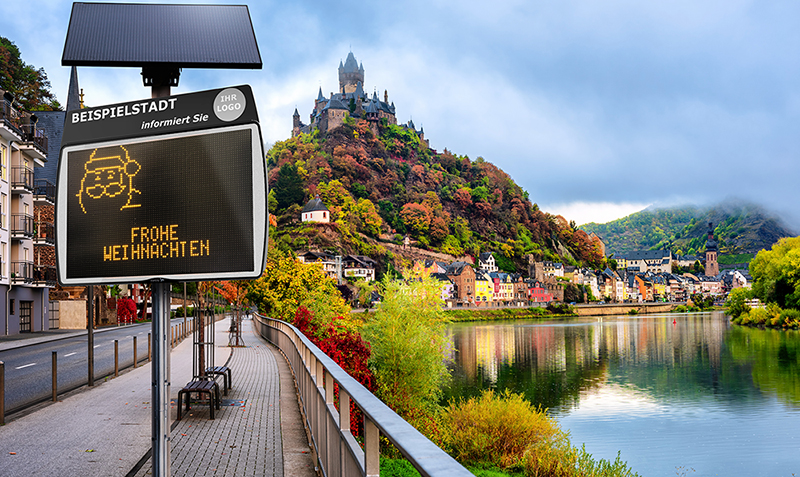 Elancity – Evocity: Die Infotafel für den Außenbereich. Sparsam, einfach zu montieren, für die smarte Information Ihrer Mitbürger.
